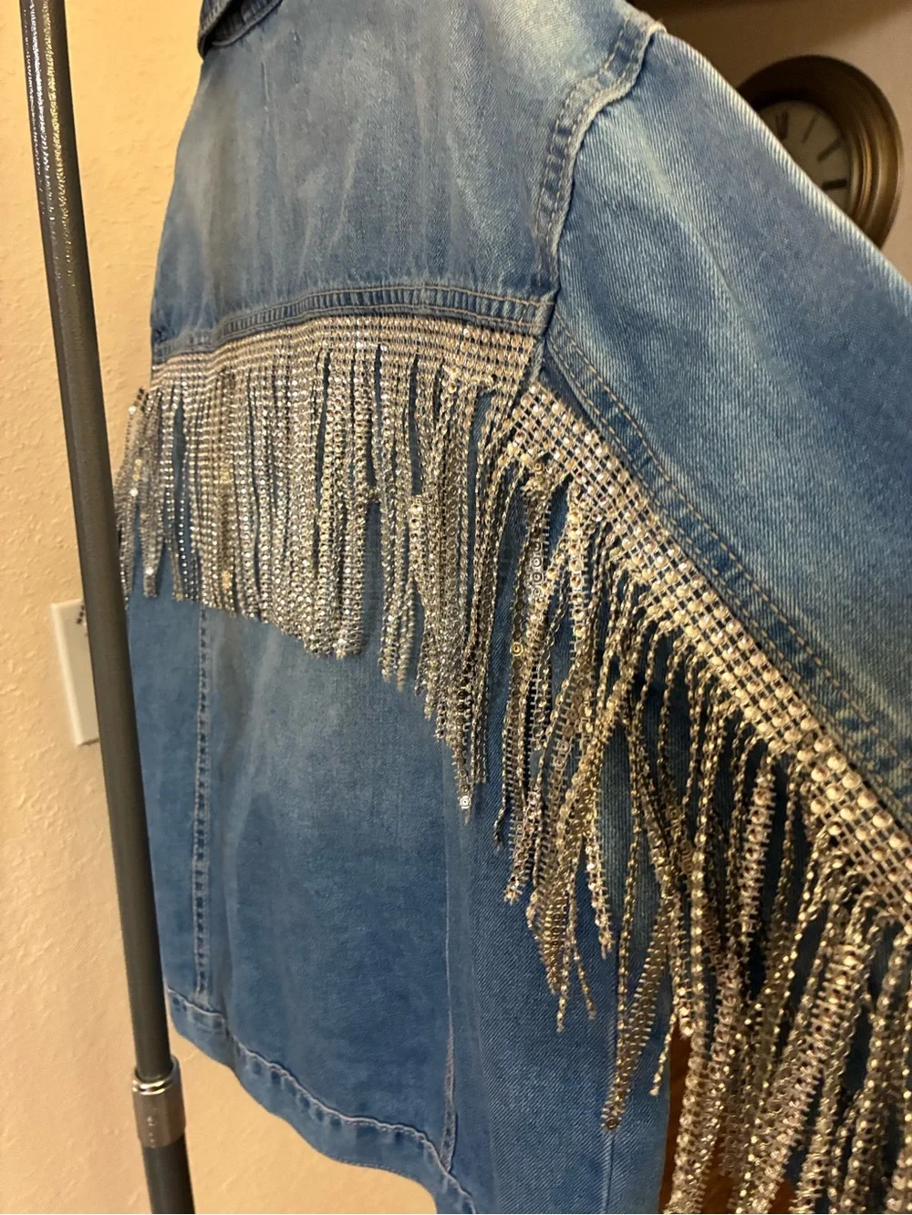 The Childrens Place Light Denim Jacket with with Fringe